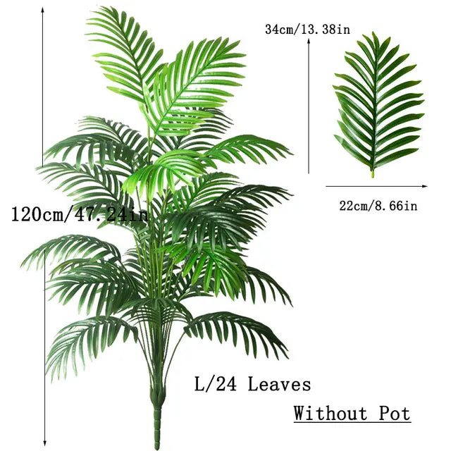 90-120Cm Large Artificial Palm Tree Tropical Fake Plants Green Plastic Palm Leafs Big Monstera Tree Branch for Home Garden Decor