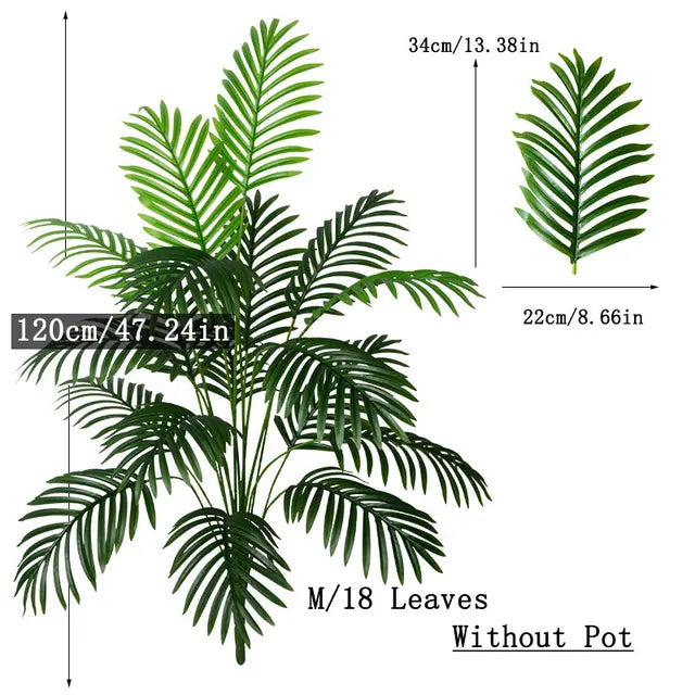 90-120Cm Large Artificial Palm Tree Tropical Fake Plants Green Plastic Palm Leafs Big Monstera Tree Branch for Home Garden Decor