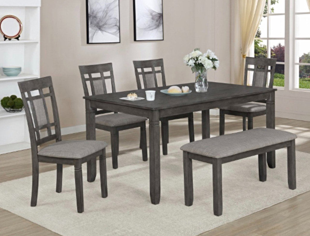 D1015 - Dining Table + 4 Chair + Bench Set