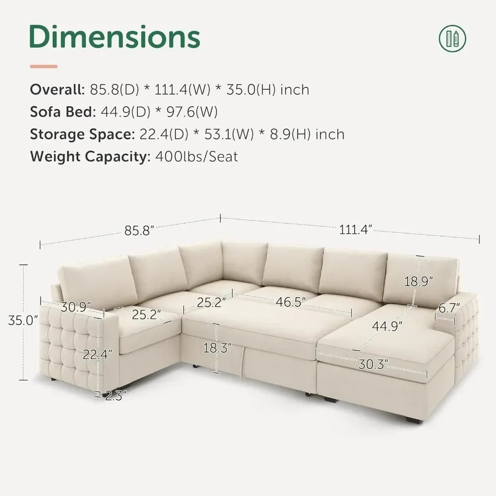 Ultimate Storage Sectional Sofa Bed