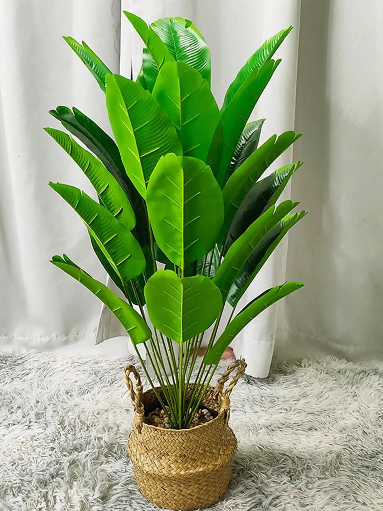 90Cm Long Artificial Traveler'S Palm Tree Greenery Indoor/Outdoor Potted Plant for Wedding Soft Engineering Landscape Fake Plant