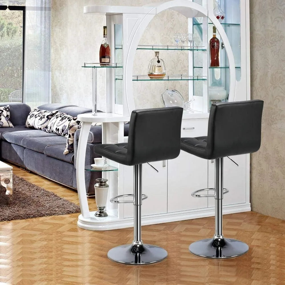 Bar Stools Counter Chairs Modern Adjustable Kitchen Counter Height Bar Stools Island Chairs Swivel PU Leather Chair ，Set of 2