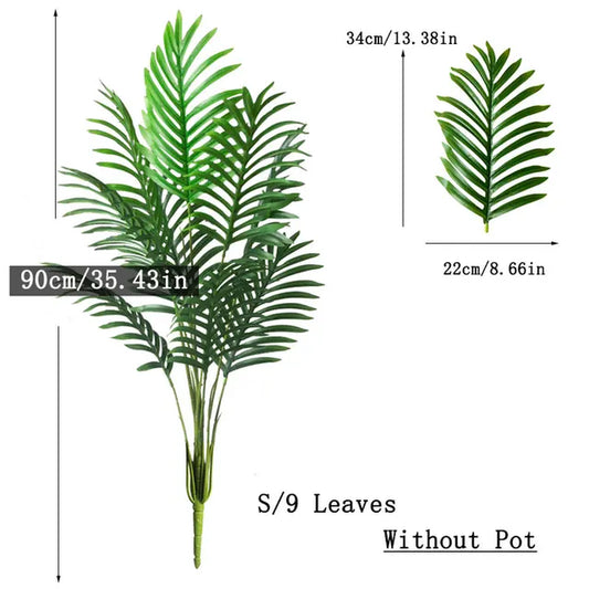 90-120Cm Large Artificial Palm Tree Tropical Fake Plants Green Plastic Palm Leafs Big Monstera Tree Branch for Home Garden Decor