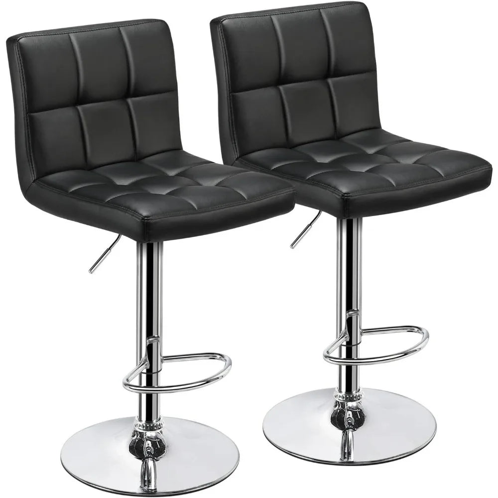Bar Stools Counter Chairs Modern Adjustable Kitchen Counter Height Bar Stools Island Chairs Swivel PU Leather Chair ，Set of 2