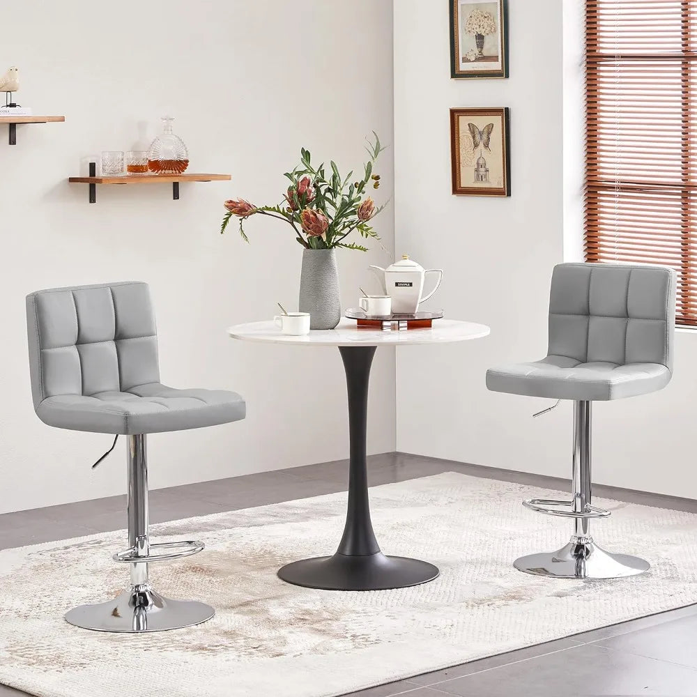 Bar Stools Counter Chairs Modern Adjustable Kitchen Counter Height Bar Stools Island Chairs Swivel PU Leather Chair ，Set of 2