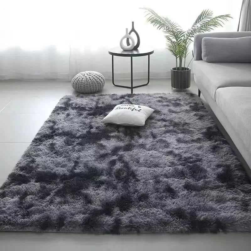 VIKAMA Silk Wool Rugs 40X60CM Plush Mats Fluffy Carpet Thick Bedroom Carpet Anti-Slip Floor Soft Solid Large Mats
