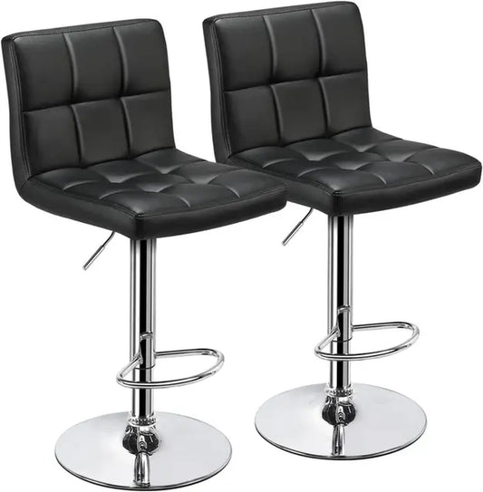 Bar Stools Counter Chairs Modern Adjustable Kitchen Counter Height Bar Stools Island Chairs Swivel PU Leather Chair ，Set of 2